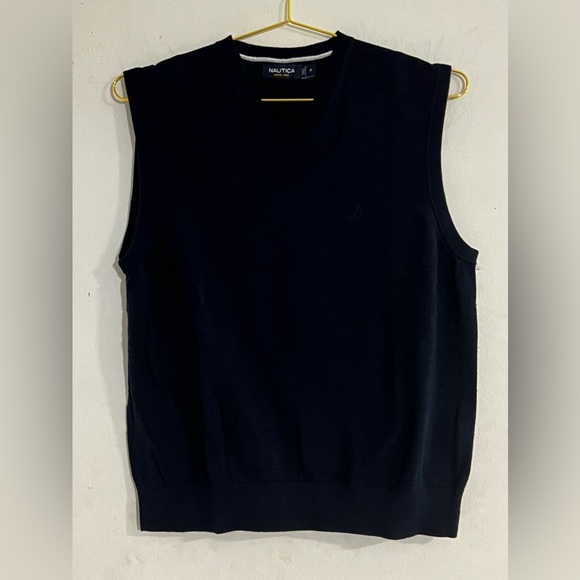 Nautical Men's Cashmere Vest Dark Blue Pullover Medium